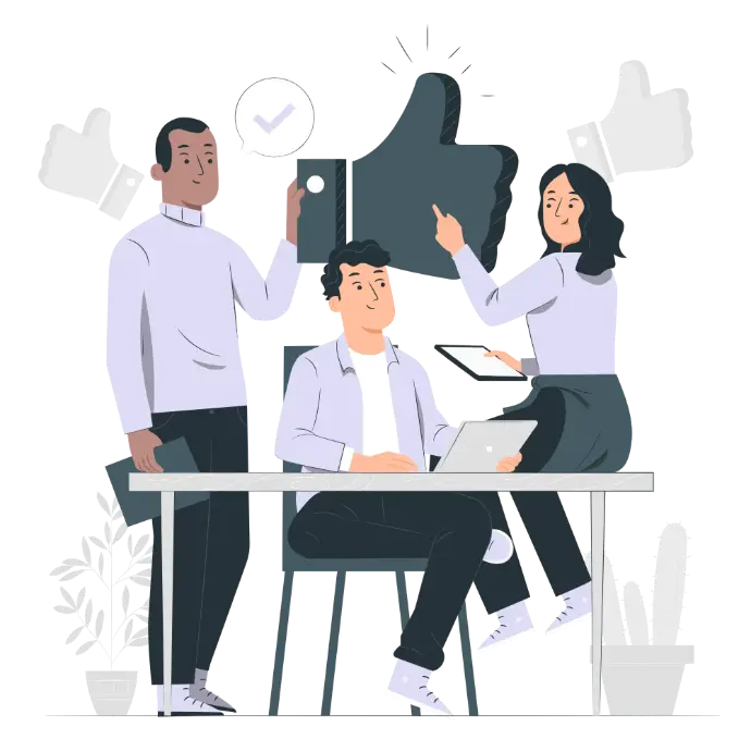 Illustration of a team working together on web development