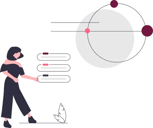  Illustration of a young developer interacting with digital interface elements and a large globe